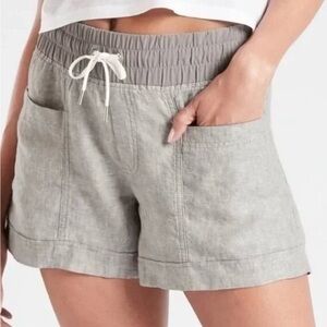 ATHLETA‎ Cabo Linen 4" Drawstring Shorts Gray SZ 4